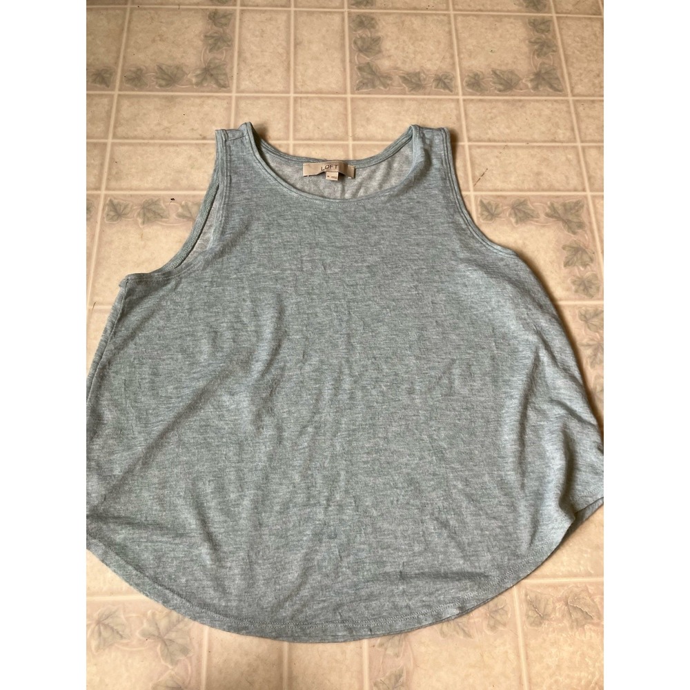 Ann Taylor Loft Robin's Egg Blue Tank Sz Medium‎ Modal Blend Linen Look Woven